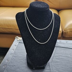 Rare Silpada 30" Sterling Silver 3mm Bead Necklace N0197 Made in Italy PENDANT